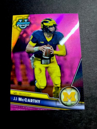 2023 Bowman Chrome University JJ McCarthy Pink Refractor #124 Michigan