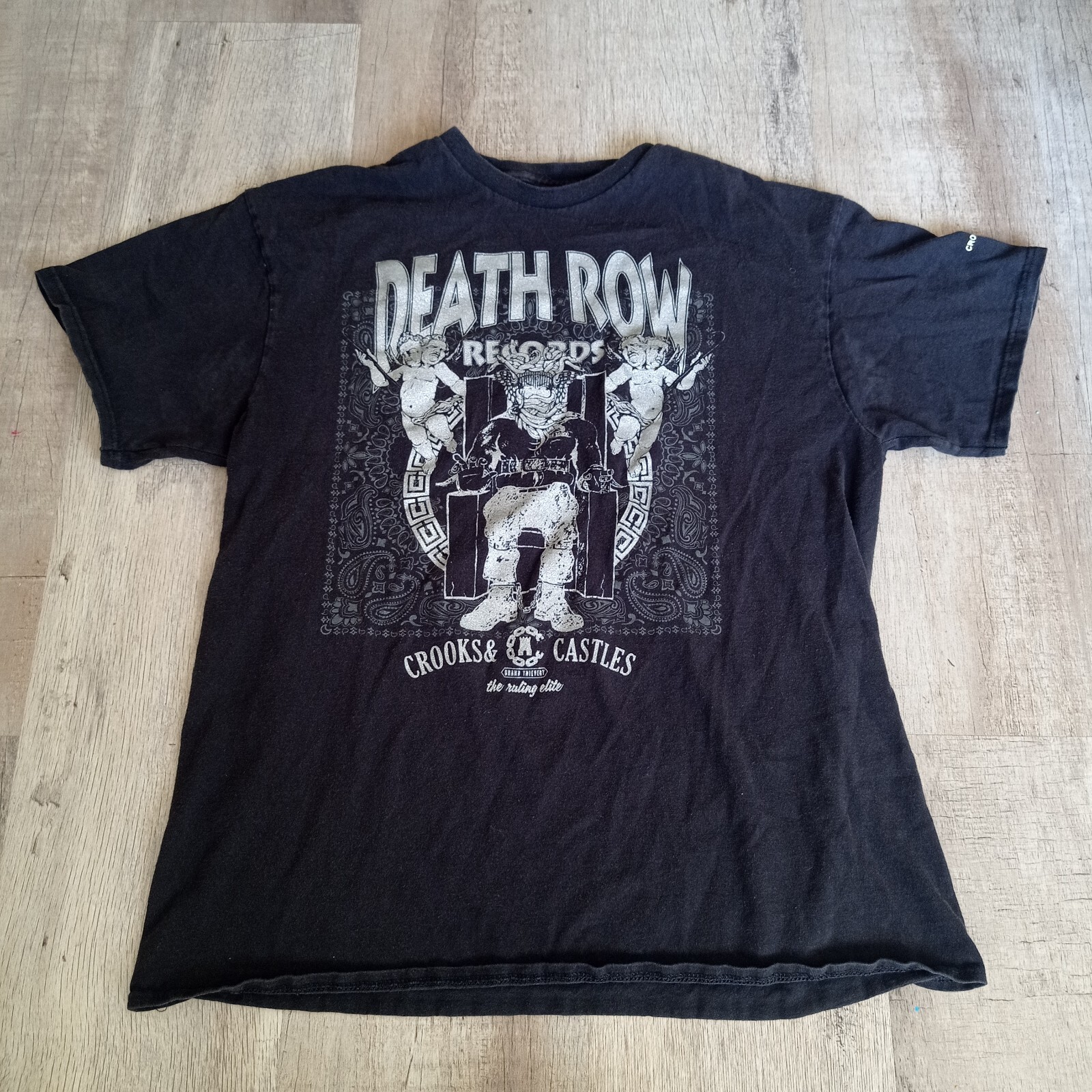 FILA T shirt nera Death Row Records 00s Y2K Crooks & Castles Streetwear taglia L