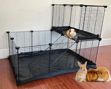 LARGE Double Level Guinea Pig Enclosure Rabbit Turtle Habitat With Canvas Bottom
