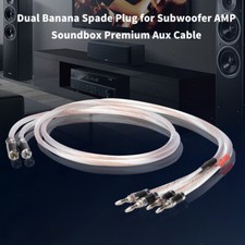 Pair Hifi 7N OCC Speaker Cable RCA to 2 Banana Connector Amplifier Audio Wires
