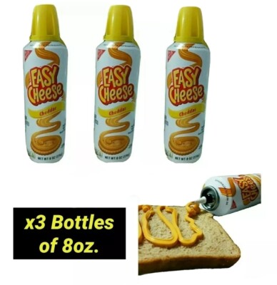 NABISCO EASY CHEESE CHEDDAR SPREADABLE NO NEED TO REFRIGERATE 3 PKS 