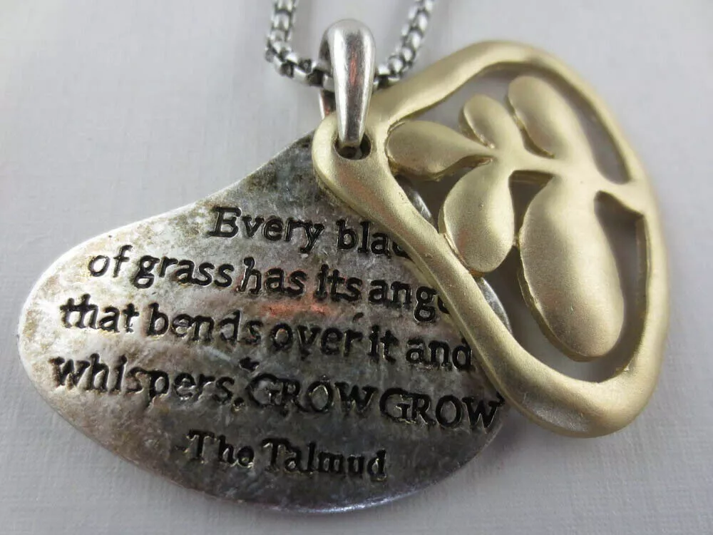 The Talmud Grow Grow Script Two Piece Pendant Necklace & Card G23/9