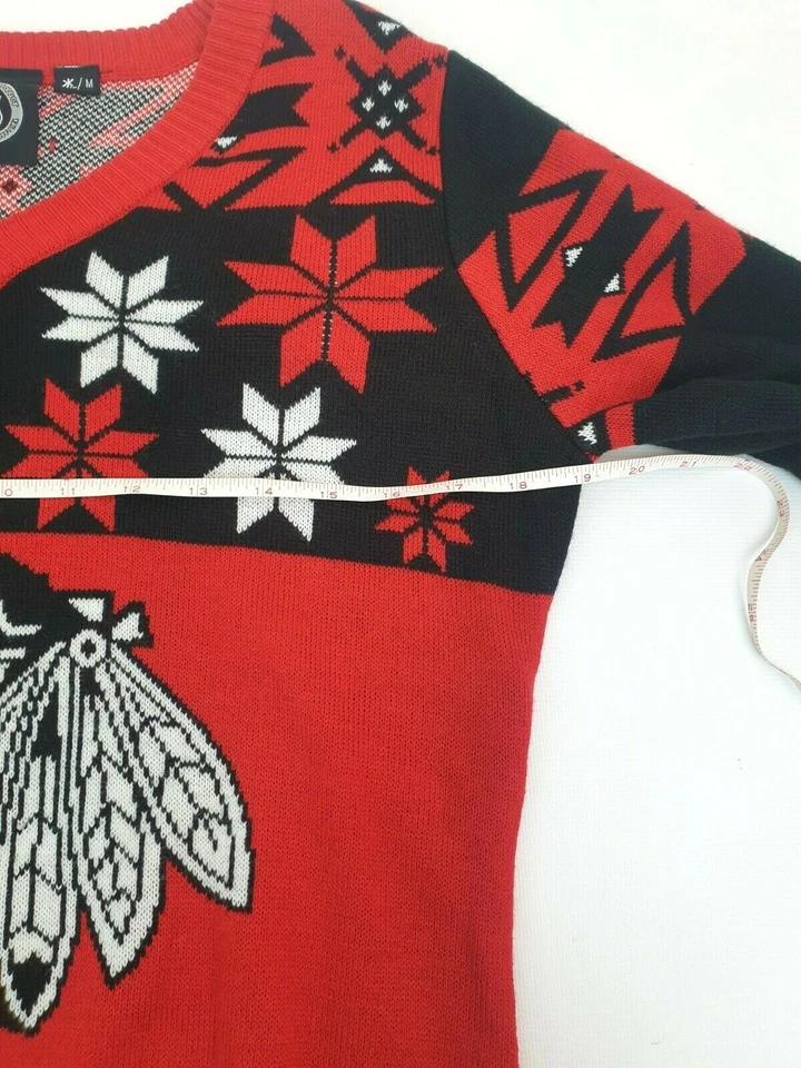 Suéter de Navidad para Mujer Talla M Chicago Blackhawks NHL NUEVO CON ETIQUETAS Oficial Feo Cuello en V Foto 4 de 4