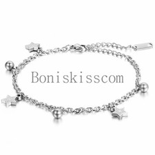 Pentagram Star Charm Bead Stainless Steel Bridal Wedding Anklet Foot Jewelry