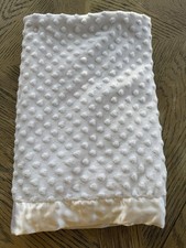 Baby Starters Light Blue Minky Dot Blanket Dimple Satin Trim Security 30x40