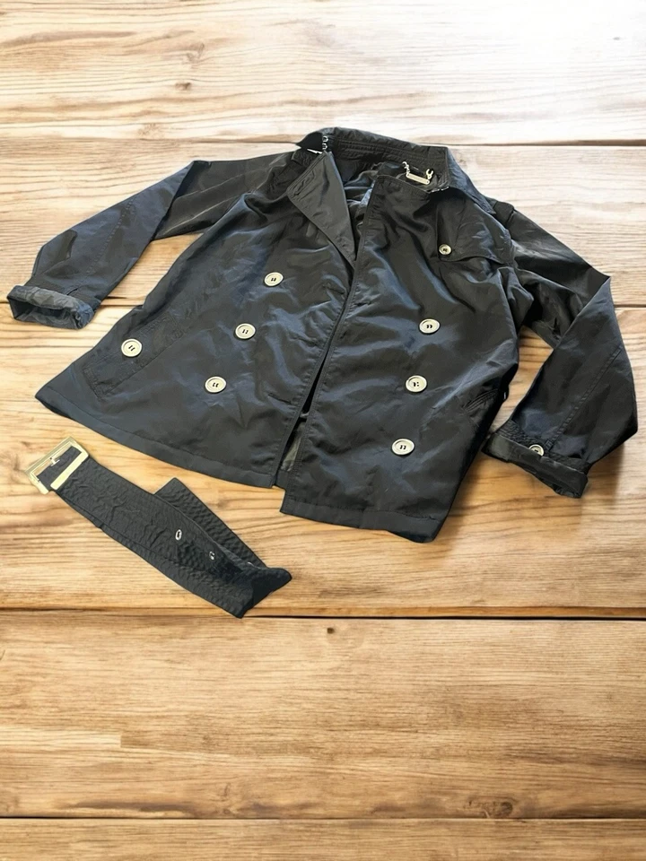 Joujou Women’s Black Double-Breasted Trench Coat with Belt – Small - Image 2 of 4