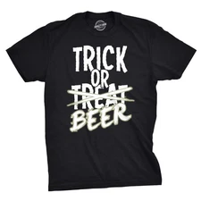 Mens Trick or Beer Glowing Shirt Funny Halloween T Shirt Glow In The Dark Tee