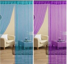 Beautiful 1 Piece Black Door Threads String Curtain 9 Feet Long Polyester Pane