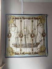 RARE VINTAGE HERMES Silk Scarf "Tribord" Carre 90 designed by Julia Abadie