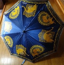 Gianni Versace Foldable Umbrella Blue Gold Baroque Womens Rain Umbrella