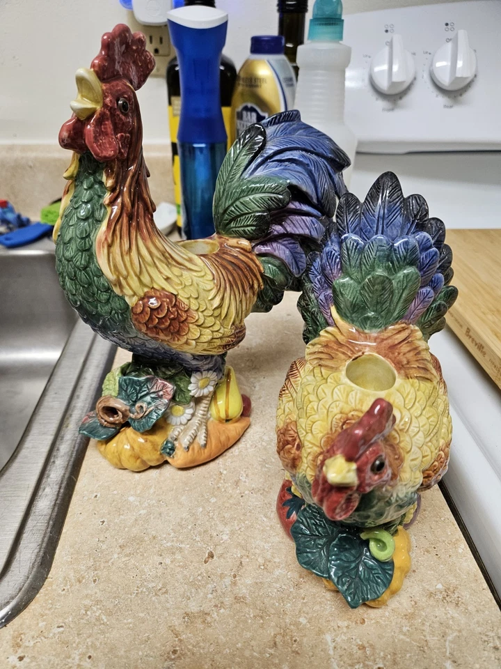 Набор из 2 классических подсвечников для петуха и курицы Fitz And Floyd Coq Du Village - Изображение 2 из 4