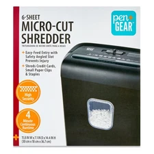Pen+Gear 6-Sheet Micro-cut Paper/Credit Card Shredder with 3.4 Gallon Bin, Black