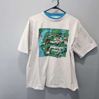 Vtg Belton Tee Shirt Size XL Gray Evart Michigan Short Sleeve Map City Acustar