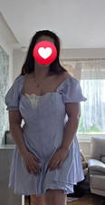 Damen Minikleid 2XL blau-weiß gestreift Puff...