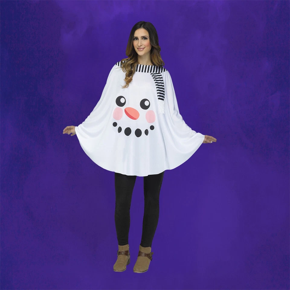 Poncho de Navidad muñeco de nieve talla única Fun World adulto Foto 3 de 4