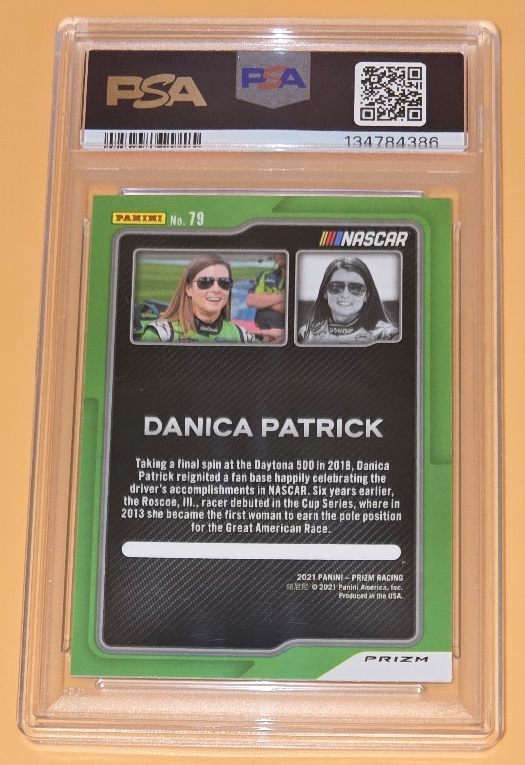 Danica Patrick PSA 10 Low Pop 1 Red Blue Hyper Prizm Parallel 2022 Prizm Racing view 8