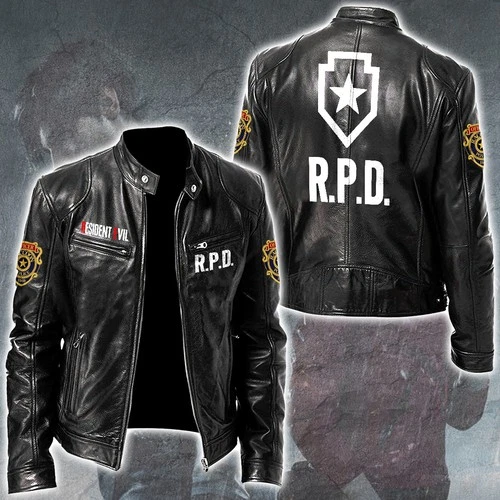Resident Evil 2 Remake x Leon Scott Kennedy Motorcycle Leather Jacket Premium - product listing photo