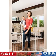 Extra Wide Baby Gate Walk Thru W/ Extensions Safety Lock Durable Metal Kit New