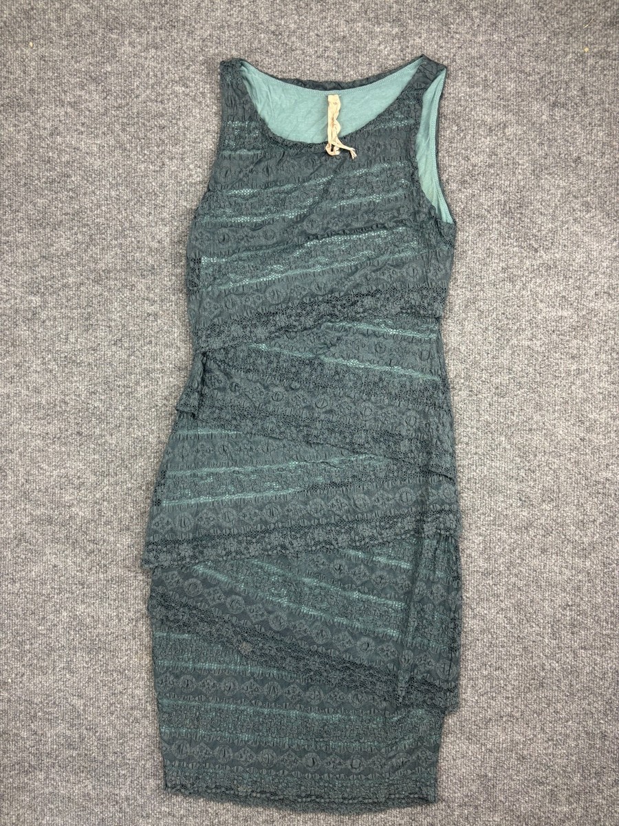bailey 44 layered lacework dress Bailey 44 Anthropologie Column Layered Dress Women's Medium Bodycon Green  Lace
