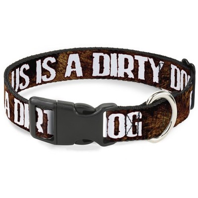 Plastic Clip Collar ONE OF US IS A DIRTY DOG/Fur Brown/White NARROW- (US IMPORT)