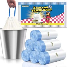 3 Gallon Trash Bags Drawstring 120 Count   0.96 Mil 12L Small Garbage Bags