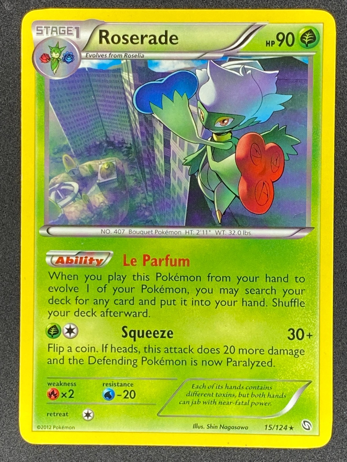 Pokémon Roserade 15/124 DRX Dragons Exalted LP/NM