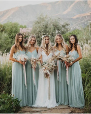 Green Spaghetti Strap Draped Bridesmaid/formal Dress NWT size 8 AU