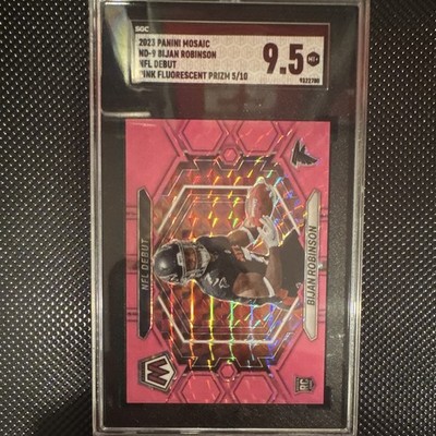 Panini 2023 Mosaic Bijan Robinson NFL Debut Pink Fluorescent Prizm 05/10 SGC 9.5