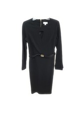 CALVIN KLEIN Womens Black Long Sleeve Knee Length Evening Sheath Dress 8