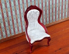 Dollhouse Ladies Chair Victorian White Mahogany Finish 1:12 Scale Wood Furniture