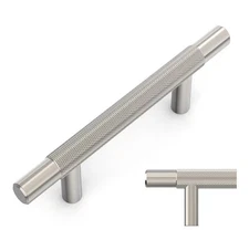 Amerdeco 10 Pack Brushed Satin Nickel Knurled Cabinet Pulls 3in Hole Center