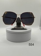 Vintage Oversize Sunglasses  NOS  Gold Mirror Lens Red/Gold Frame Oleg Cassini