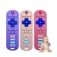 3 Pack Baby Teether Toys - TV Remote Control Shape Silicone Toddler Teething ...