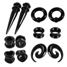 12Pcs Ear Stretching Kit Acrylic Tapers Plugs Silicone Tunnels Expander 6G-00G