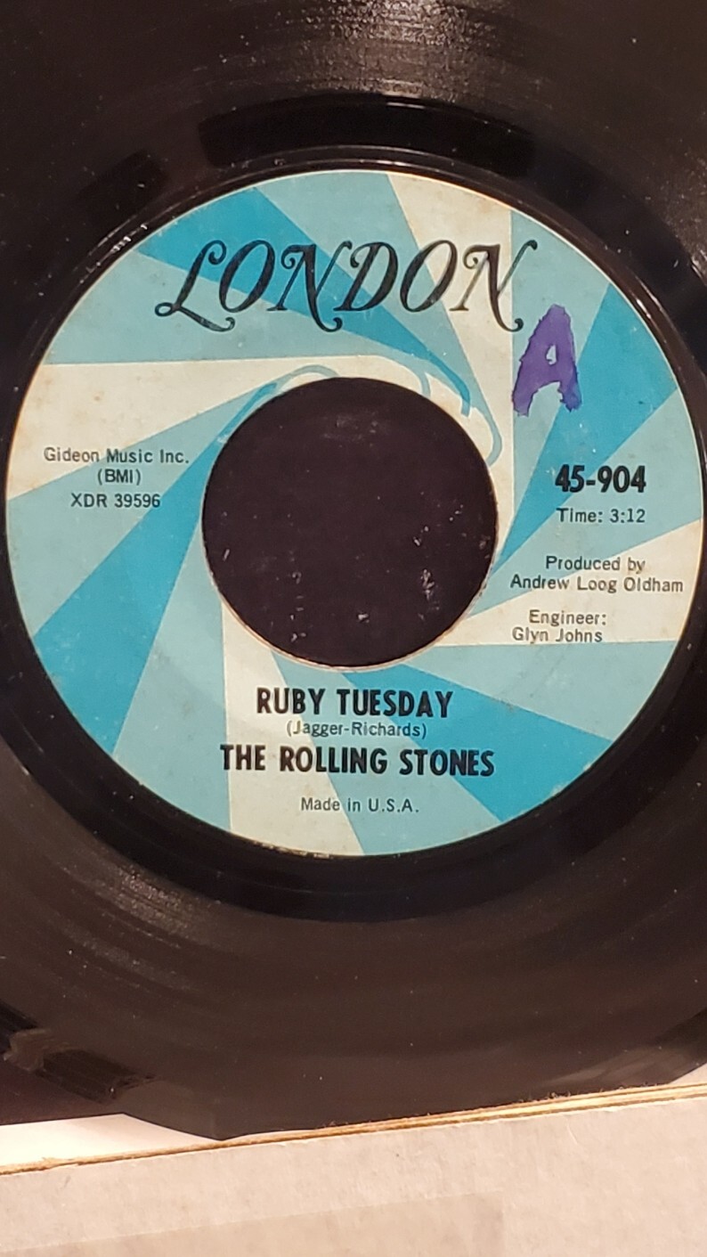 ROLLING STONES  7" 45 RPM "Ruby Tuesday" & "Let's Spend the Night Together" G+