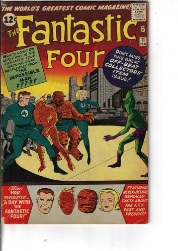 Fantastic Four 11 1st Impossible Man VG+ 1963 Glossy King Kirby Cover
