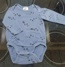Blauer "Hunde" langarm Body - Gr.56 - H&M - neuwertig