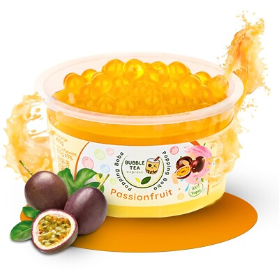 Bubble Tea, Popping Boba Passion Fruit 490 g Boba Perlen, Topping, Maracuja Neu