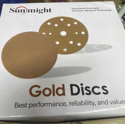 (100) Sunmight 02308 Gold No-Hole PSA 120 Grit 6'' Sanding Discs