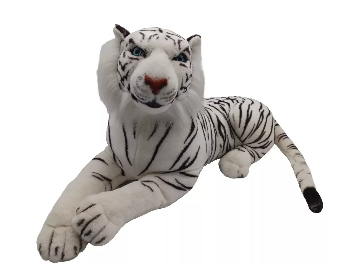 Vtg White Bengal Tiger Siberian Plush Realistic Stuffed Animal Pillow
