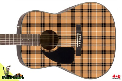 Acoustic Guitar Skin 5 Star Custom Wrap Butterscotch Plaid Left Handed Art 102