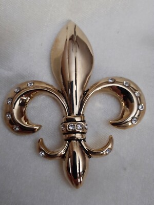 Golden Crystal Fleur De Lys Pin French New Orleans Bourbon Street Carnival Rio
