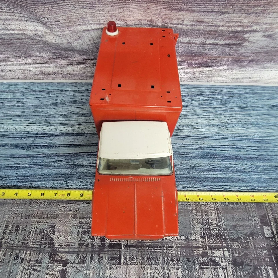 Vintage Nylint pressed steel Square body chevy ambulance red and white  - Image 4 of 4