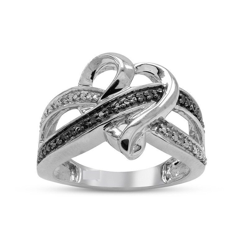 Ct Black White Natural Diamond Heart Promise Ring 14k White