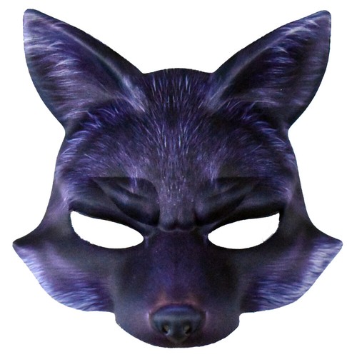 Adult Foam Realistic Printed Wild Animal Costume Mask Accessory Fox Black - Picture 2 of 6
