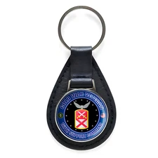 Cold War Veteran 167th Support Command Black Leather Keychain Silver Keyring