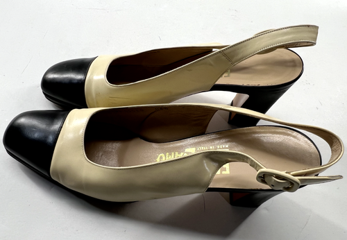 Salvatore Ferragamo Damenschuhe Slingback eckige Zehenpartie Größe 8,5 AA - Bild 3 von 6
