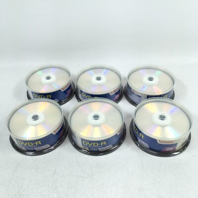 6 x NEW SEALED Pack of 25 Verbatim DVD-R 4.7 GB 120 Min 1X-2X Speed
