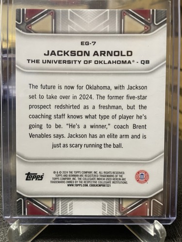 2024 Bowman Best U JACKSON ARNOLD Elements of the Game insert Oklahoma #EG-7 - Picture 2 of 2
