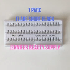 MISS ANA INDIVIDUAL EYELASHES FLARE SHORT/ MEDIUM / LONG BLACK  CHOOSE YOUR QTY